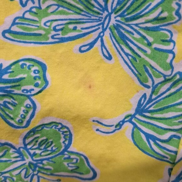 Vintage Lilly Pulitzer Butterfly Print Cotton High Waist Y2K Pants Sz 8 Yellow/G - Picture 13 of 16